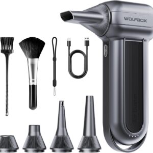 WOLFBOX MF100 Electric Air Duster-150000RPM Super Power Cordless Air Duster, Rechargeable Brushless Motor Durable Blower, 3-Gear Adjustable Dust Blower for Computer, Keyboard, Outdoor, House and Car
