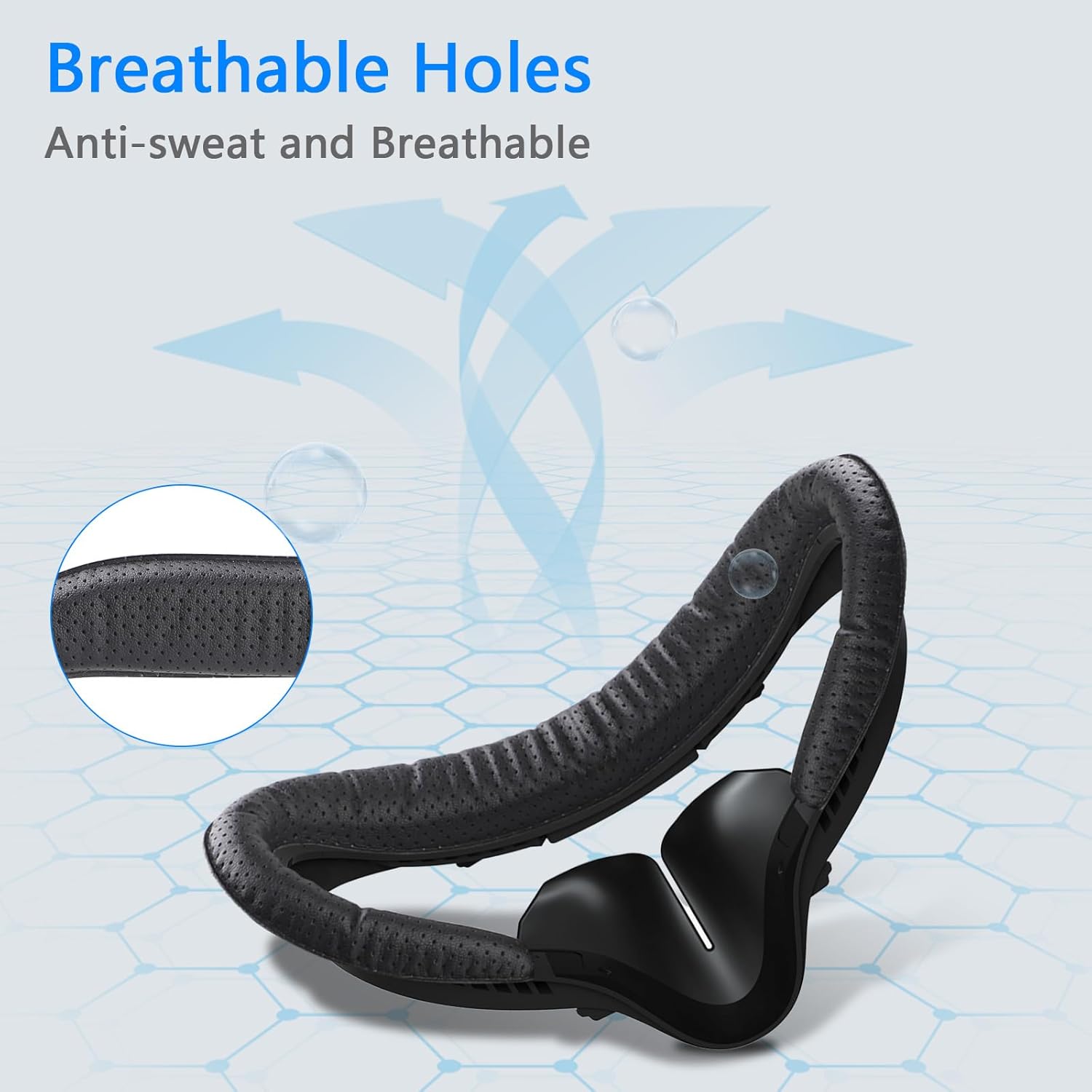 VR Facial Interface & Face Pad for Oculus Quest 2, VR Face Cover Cushion Replacement Compatible with Quest 2,Breathable Holes Leather Protective VR Accessories - Image 2