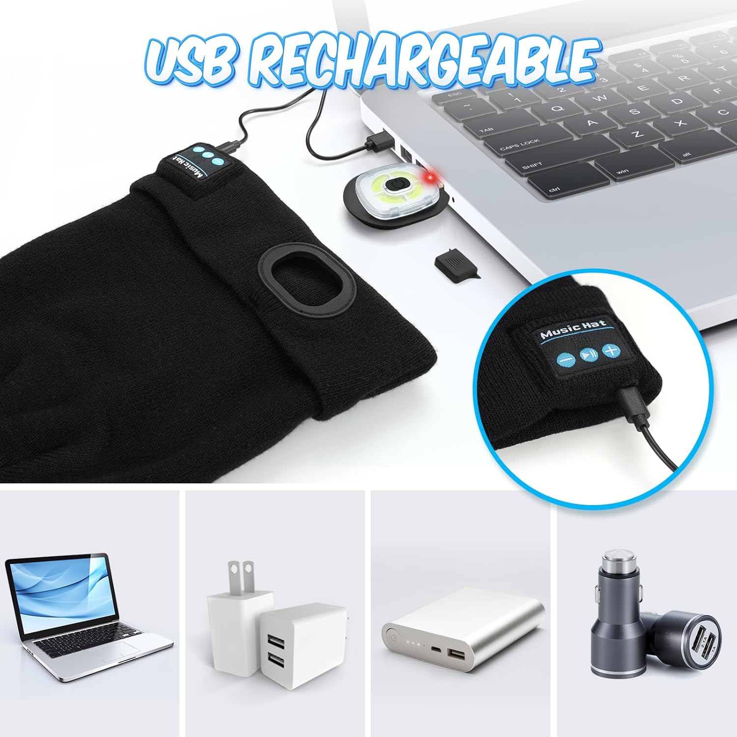 Gifts for Men Bluetooth Beanie Hat, Stocking Stuffers for Adults, Mens Gifts for Christmas, White Elephant Gift for Adults, Gift for Men Who Want Nothing Cool Gadgets, Bluetooth Hat for Husband Women - Image 5