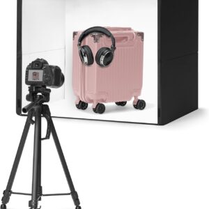 Amazon Basics Light Box Photography, 25 x 30 x 25 Inches Large Portable Foldable Photo Studio Box with LED Light, 1 Piece, Black