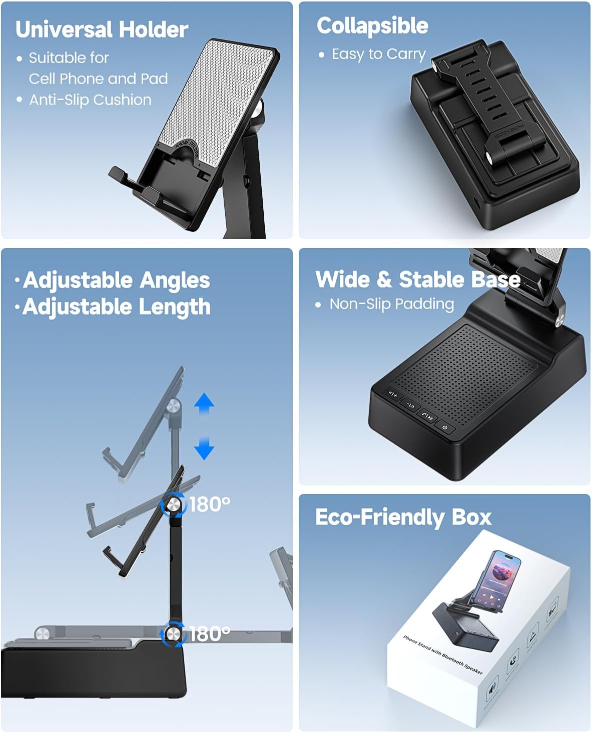 Gifts for Men Women, Phone Stand with Bluetooth Speaker, HD Surround Sound Speaker, Compatible with all iPhone/Android phones iPad Kindle, Cool Gadget Gift for Men Women Dad Mom Christmas Birthday - Image 4