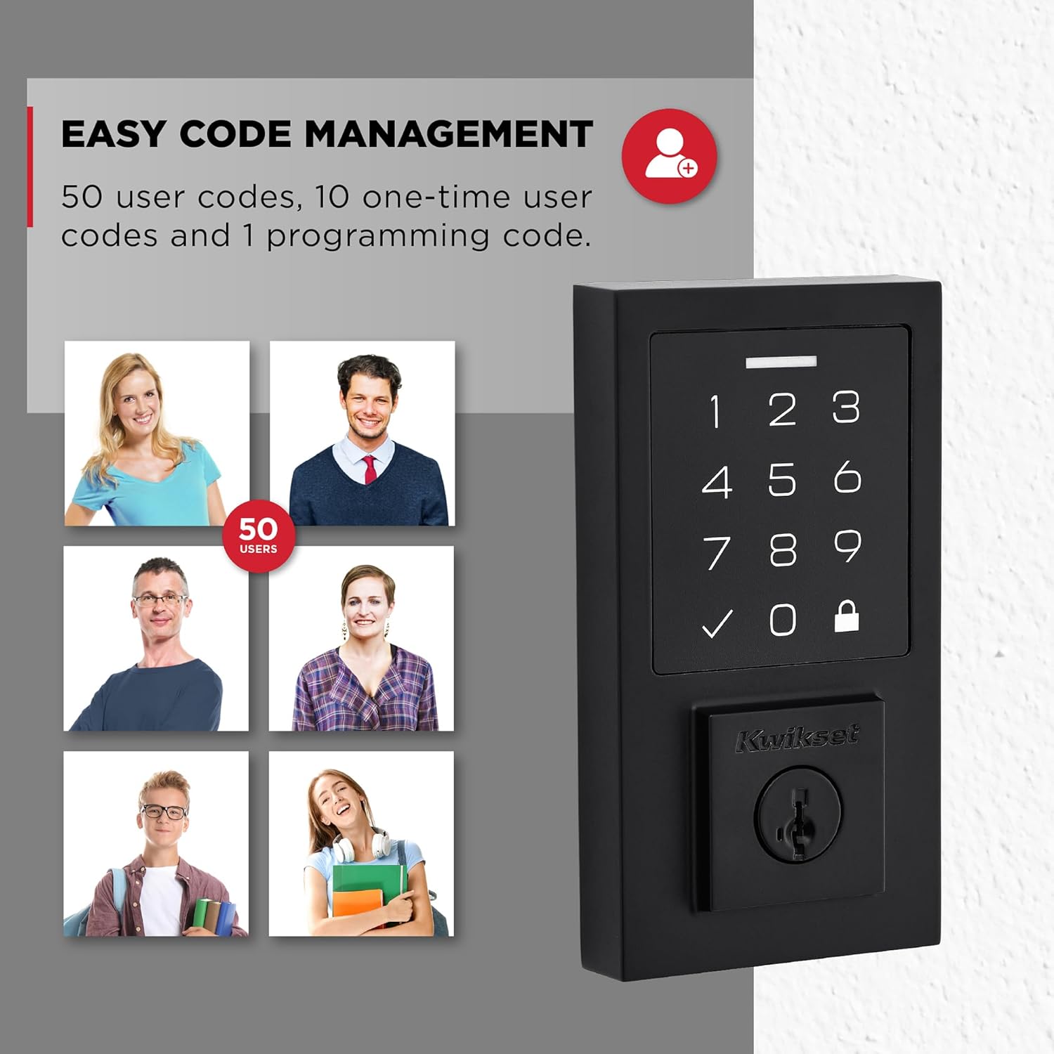 Kwikset SmartCode 270 Keyless Entry Electronic Touchpad Deadbolt Door Lock with Auto-Lock, Custom User Codes, Advanced Security in Matte Black Contemporary - Image 7