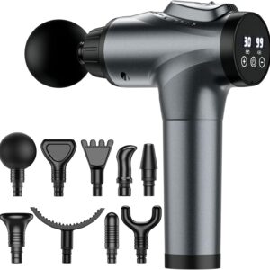 Massage Gun, Muscle Massage Gun for Athletes Handheld Electric Deep Tissue Back Massager, Percussion Massage Device for Pain Relief with 30 Speed Levels 9 Heads