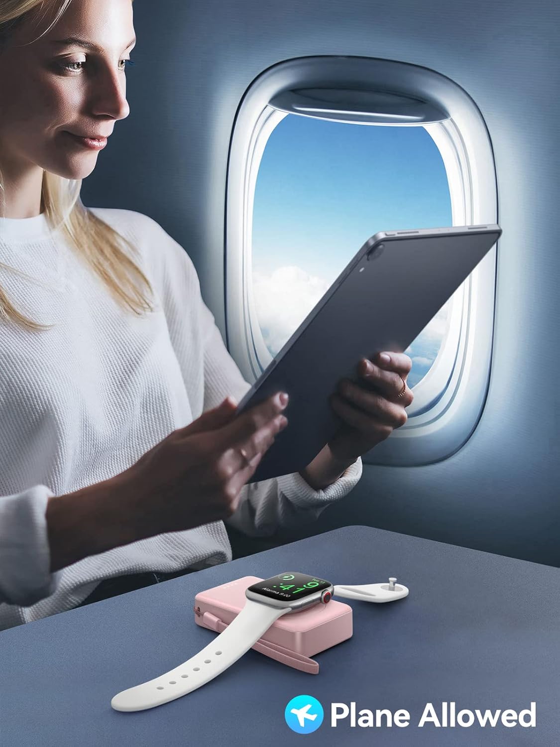 LVFAN Portable Charger for Apple Watch, 4000mAh iWatch Charger Power Bank Wireless Battery Pack Magnetic Travel Smart Watch Charger for Apple Watch Series 10 9 8 7 6 5 4 3 2 1 SE Ultra 2 Ultra (Pink) - Image 7