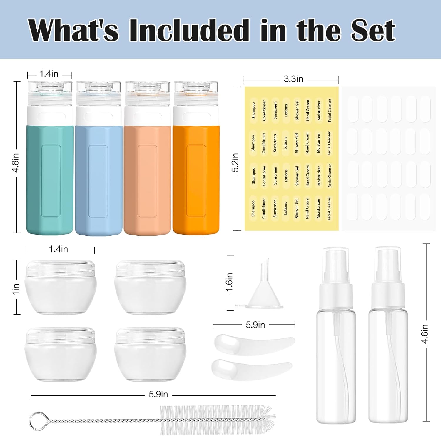 17Pack Travel Containers for Toiletries, TSA Approved Silicone Travel Shampoo and Conditioner Bottles, Leak Proof Refillable Squeeze Bottles Traveling Essentials for Women & Men - Multicolored - Image 11