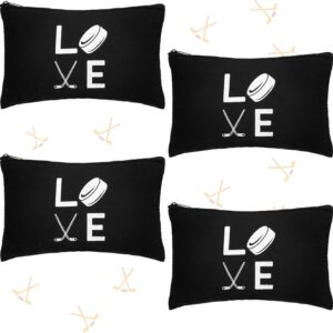 Silkfly 4 Pcs Ice Hockey Gifts Ice Hockey Cosmetic Bag Makeup Case Sports Zipper Pouch for Birthday Team Women Lovers Players Friend Athletics Travel Accessories Decorations