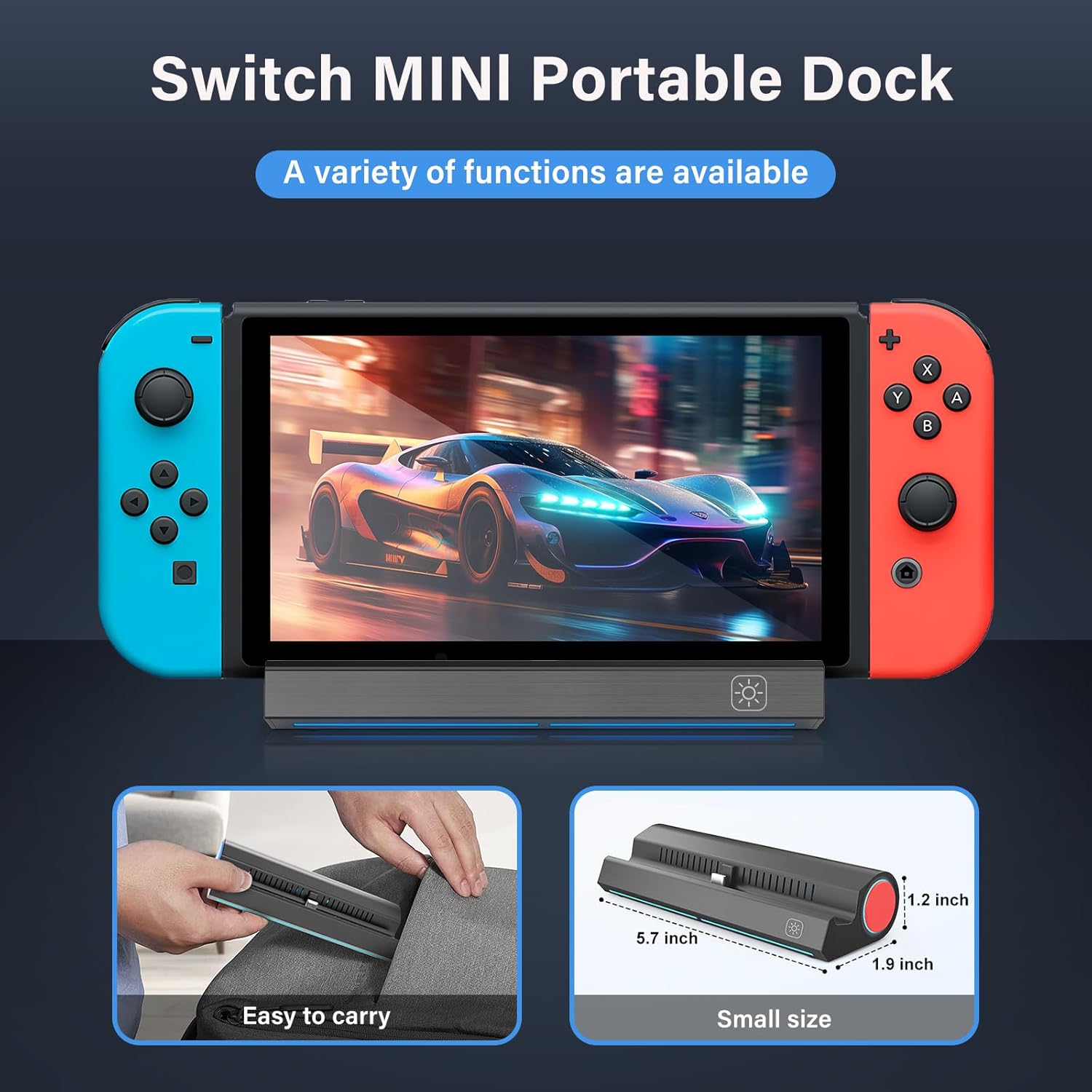 Switch Dock for Nintendo Switch/Switch OLED, Portable Switch Docking Station with 4K HDMI Output/USB3.0 Port, Replacement for Official Switch Dock(Incompatible with Nintendo Switch2) - Image 5