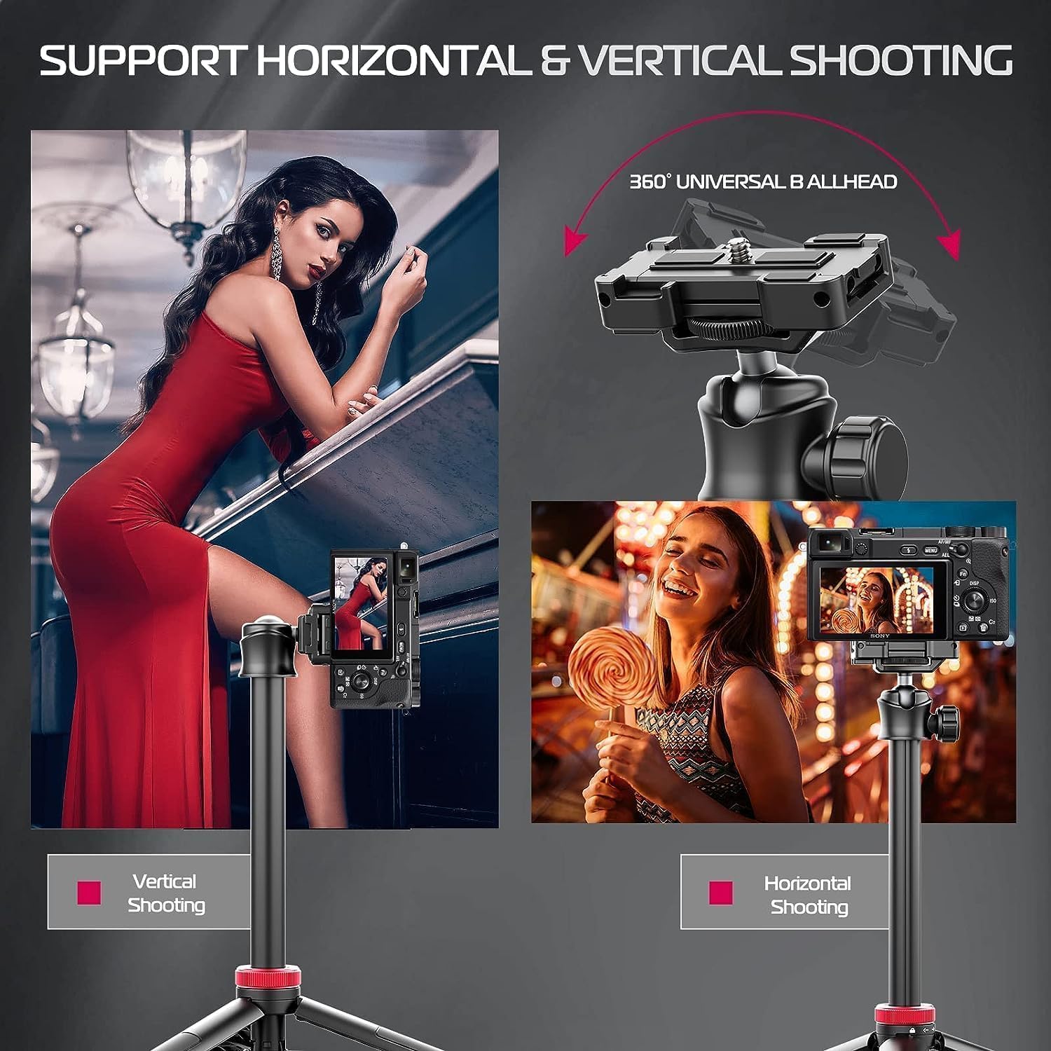 ULANZI MT-44 Extendable Phone Tripod, 59" Selfie Stick Vlog Stand with 2 in 1 Phone Clip, 360° Ball Head Camera Tripod for iPhone Sony DJI Osmo Nano Action Camera, Lightweight for Travel - Image 8