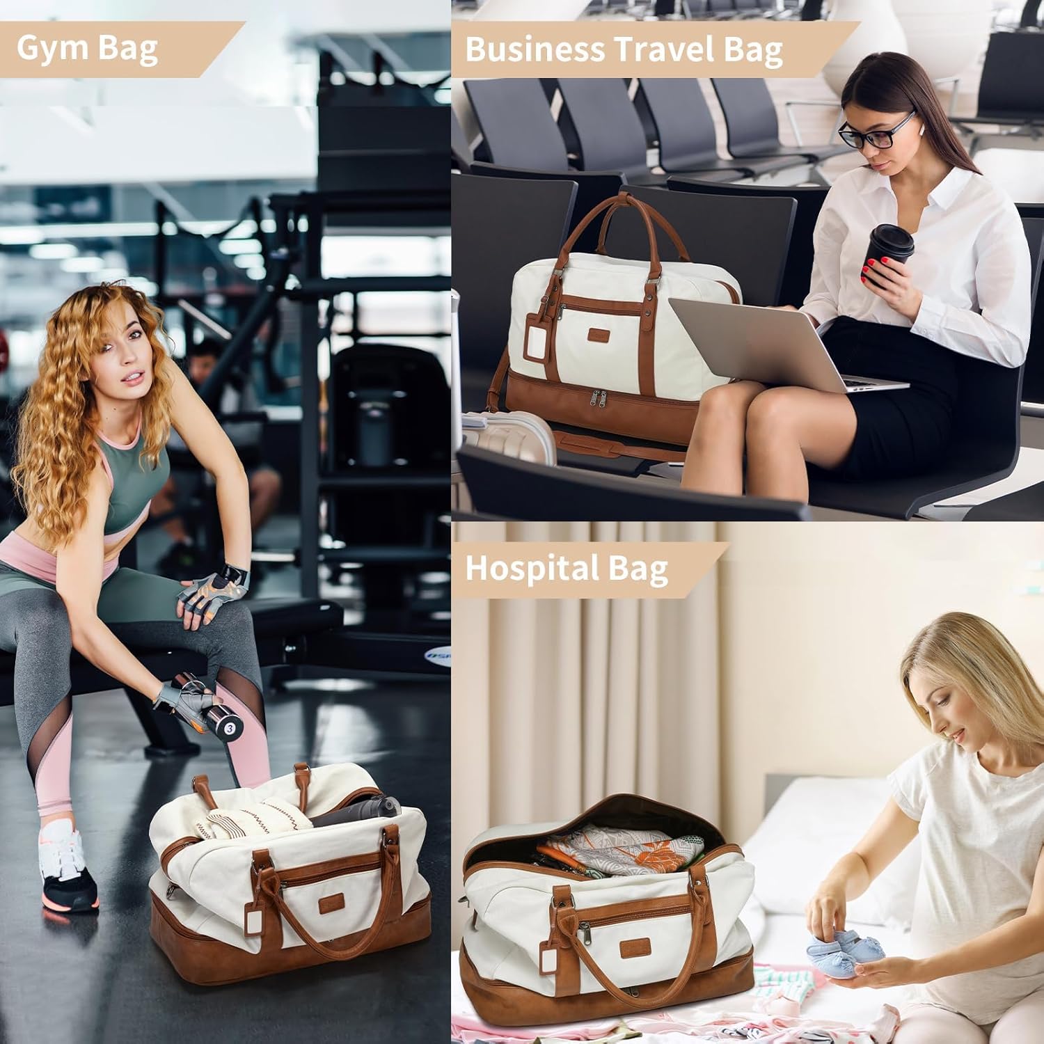 Wogarl Weekender Bags for Women Large Overnight Bag Weekend Travel Duffel Bag Carry on Shoulder with Shoe Compartment Toiletry Bag for Travel Business Gym - Image 8