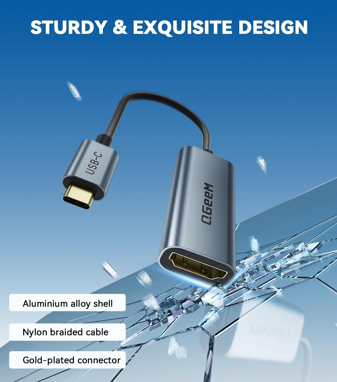 QGeeM USB C to HDMI Adapter 4K@60Hz,Type-C Thunderbolt 3/4 to HDMI Adapter Converter,Compatible for MacBook Pro,iPhone16 Max Plus,iPad Air,XPS,Galaxy S24Ultra,iMac Mini Etc. - Image 5