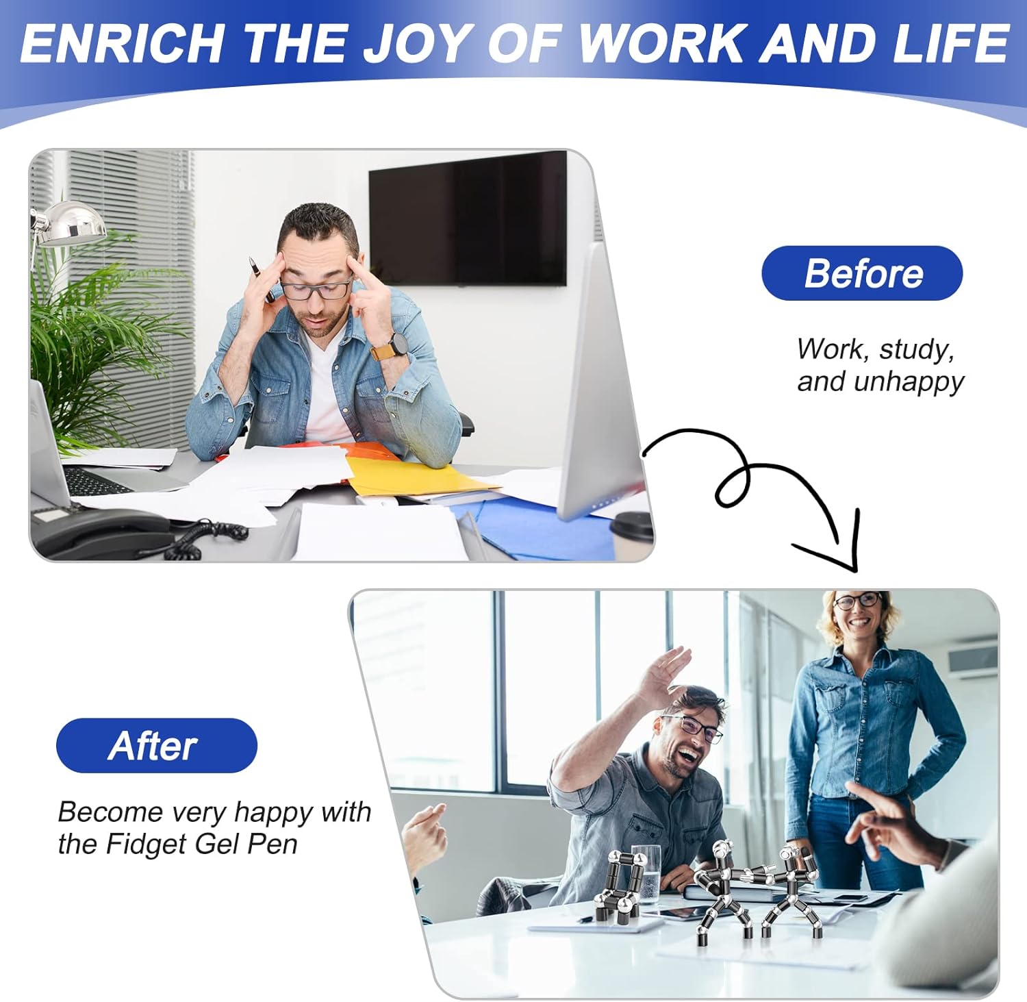 Fun Men Gifts Fidget Gel Pens - Unique Birthday Gift for Mens, Novelty Christmas Stocking Stuffers Easter Anniversary Valentines Day White Elephant Present Ideas Gadget, Cool Secret Santa Gift for Him - Image 2