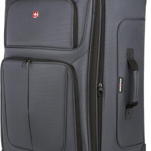 SwissGear Sion Softside Expandable Luggage, Dark Grey, Checked-Large 29-Inch
