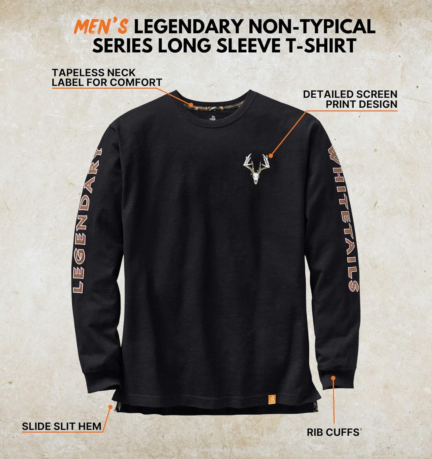 Legendary Whitetails Men's Long Sleeve T-Shirt Graphic Tee Preshrunk 100% Heavyweight Cotton - Image 2
