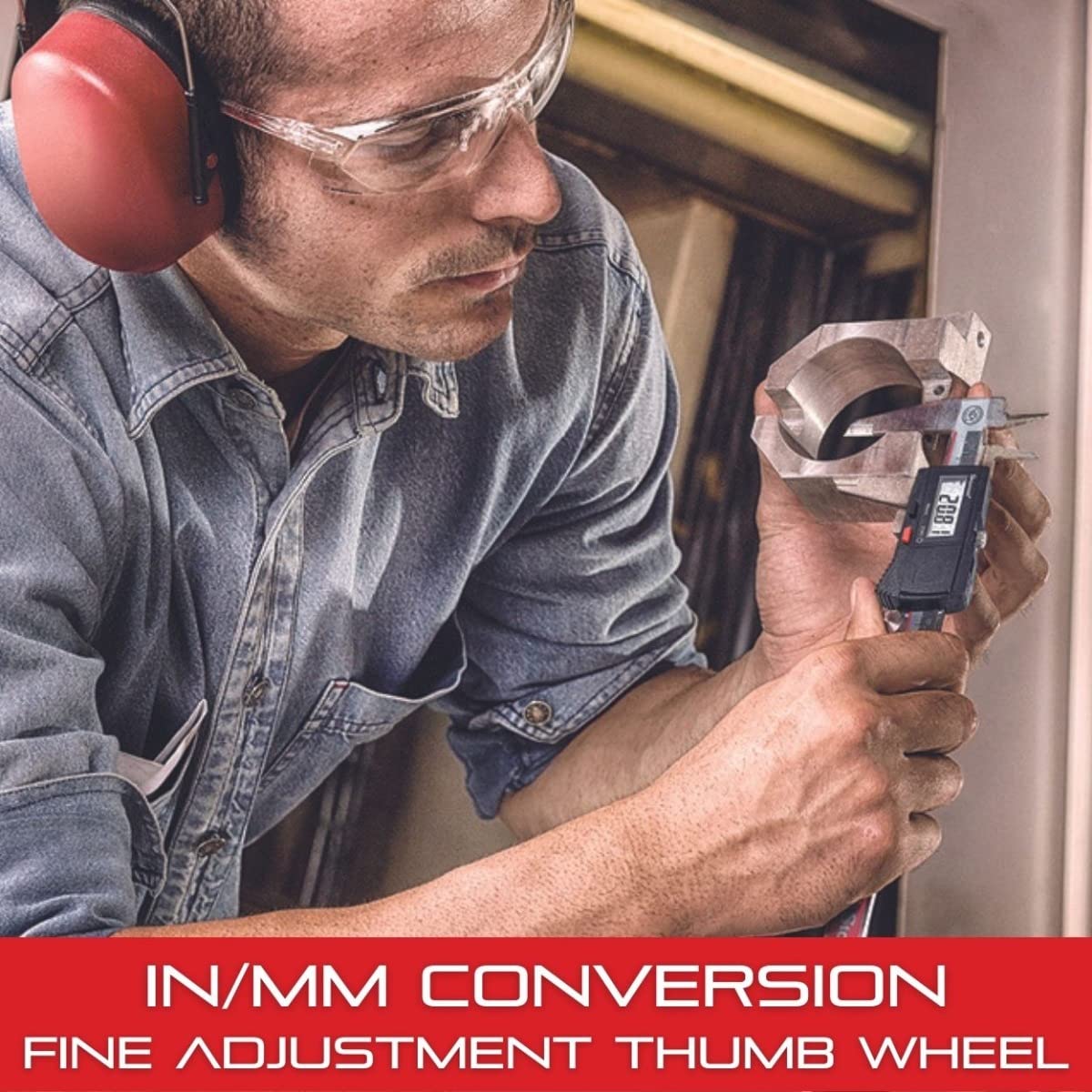 Starrett Stainless Steel Electronic Slide Caliper - 0-6" Range, .0005" Resolution, LCD Display, Fine Adjustment Thumb Wheel, in/mm Conversion - EC799A-6/150 - Image 4