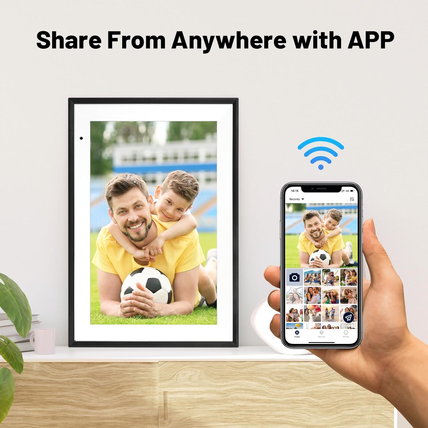 Digital Photo Frame 10.1 Inch WiFi Digital Picture Frame IPS HD Touch Screen Smart Cloud Photo Frame with 32GB Storage, Auto-Rotate, Easy Setup to Share Photos or Videos Remotely via AiMOR APP (Black) - Image 7