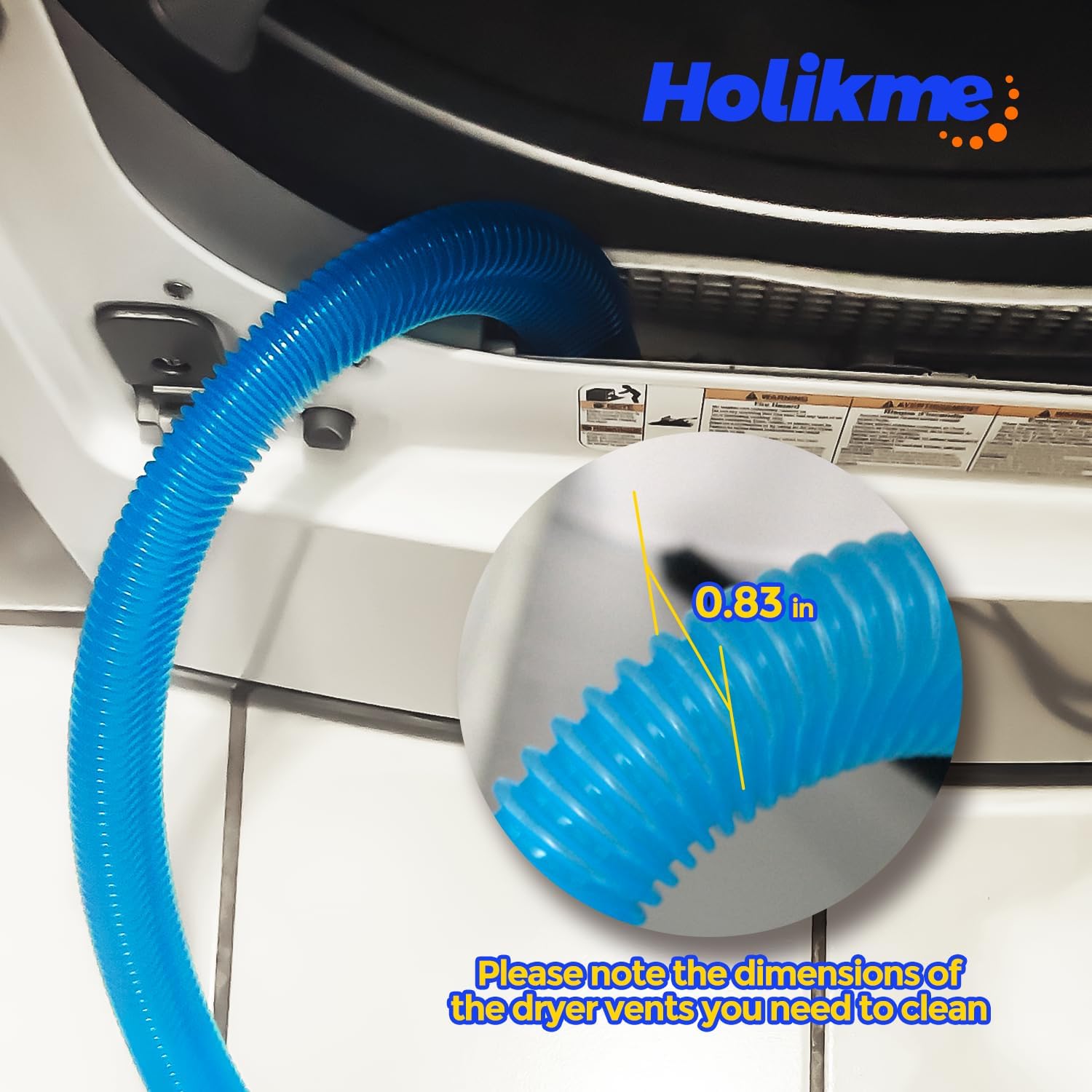Holikme Dryer Vent Cleaner Kit Dryer Lint Vacuum Attachment Brush, Lint Remover, Dryer Vent Vacuum Hose Replacement Parts,Duct Cleaning,Blue - Image 4