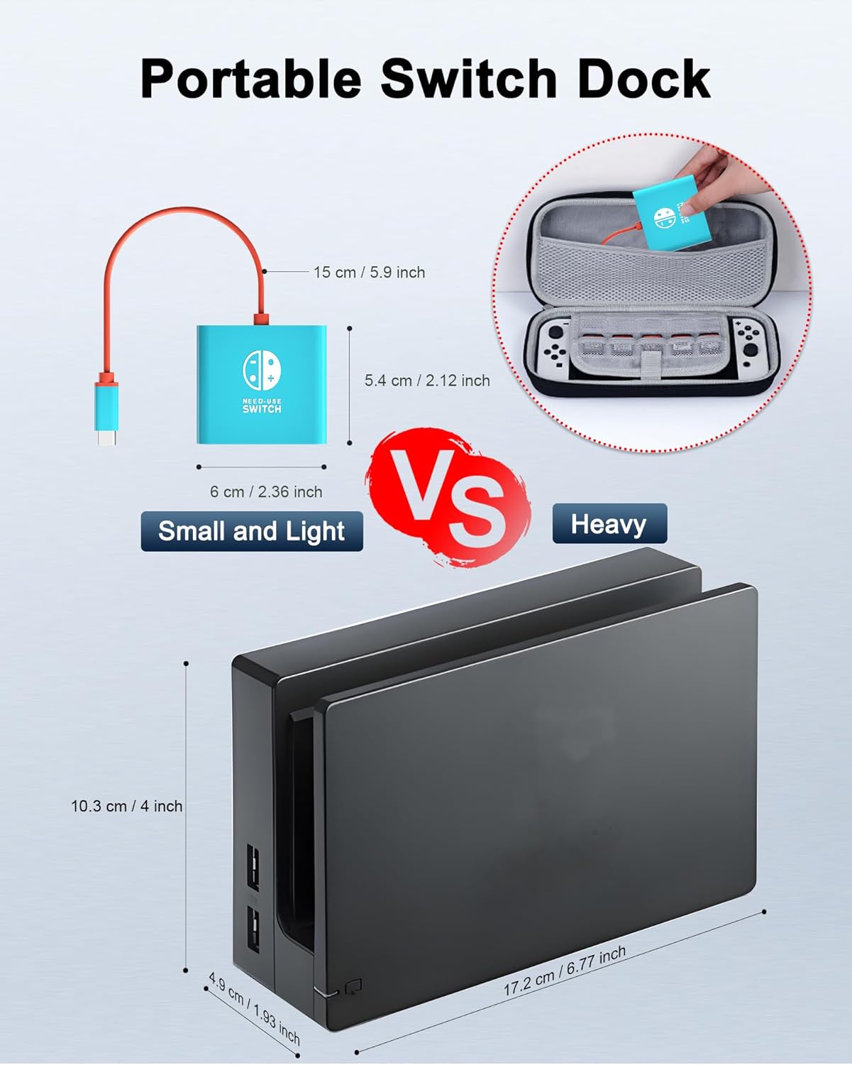 Switch Docking Station for Nintendo Switch Dock, Portable Switch Base Accessories, Switch TV Adapter Compatible Steam Deck/Switch OLED - Image 3