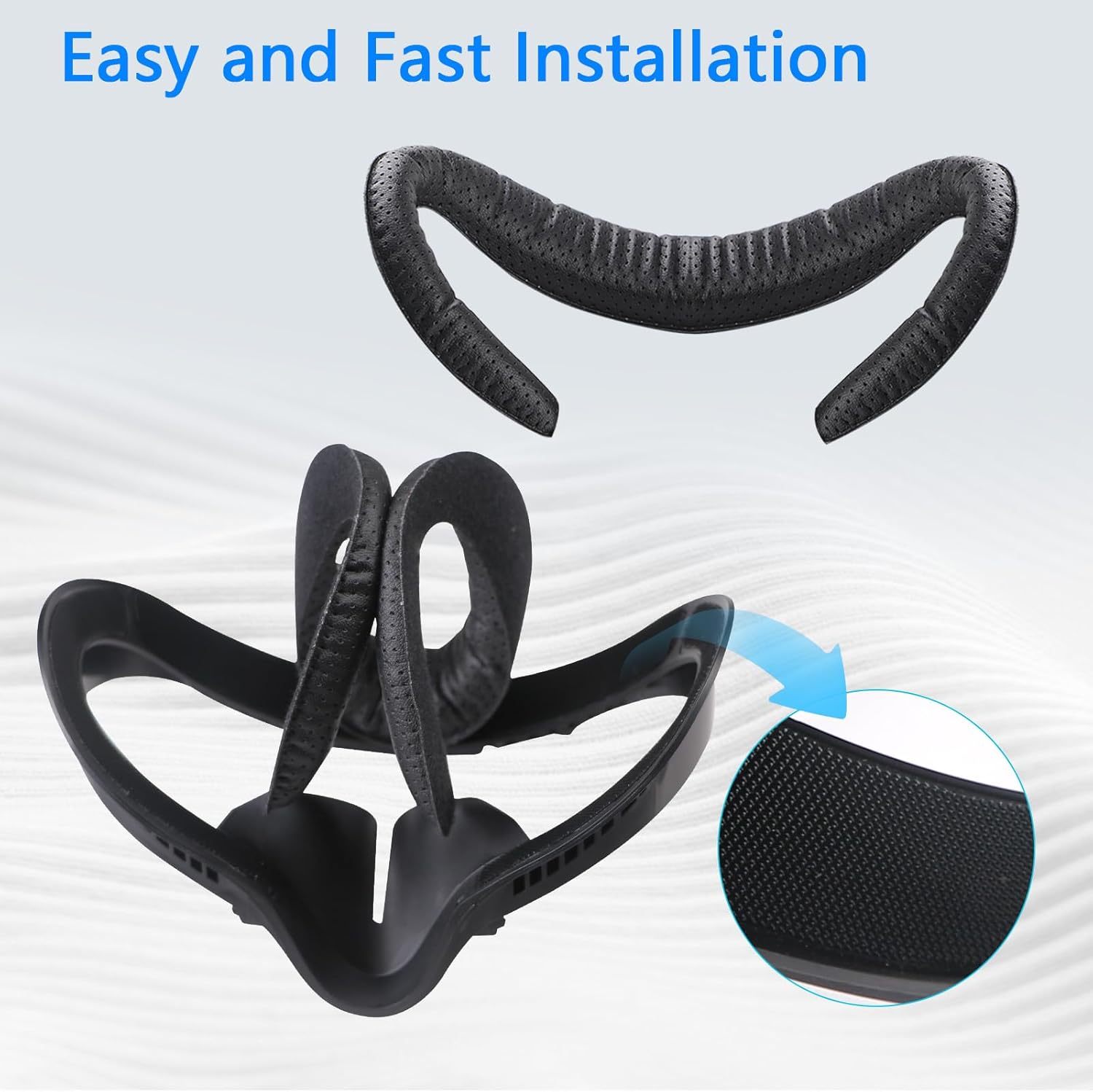 VR Facial Interface & Face Pad for Oculus Quest 2, VR Face Cover Cushion Replacement Compatible with Quest 2,Breathable Holes Leather Protective VR Accessories - Image 4