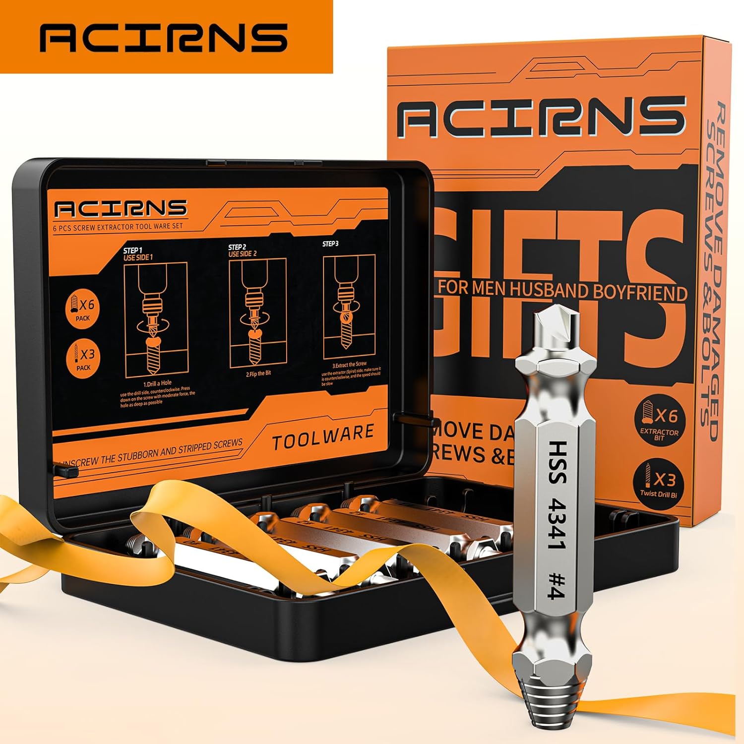 Gifts for Men,9 Pcs Damaged Screw Extractor Set,White Elephant Gifts for Adults Dad,Christmas Stocking Stuffers for Adults Men Him,Cool Stuff Gadgets for Removing Stripped Broken Screws,Mens Gifts - Image 4