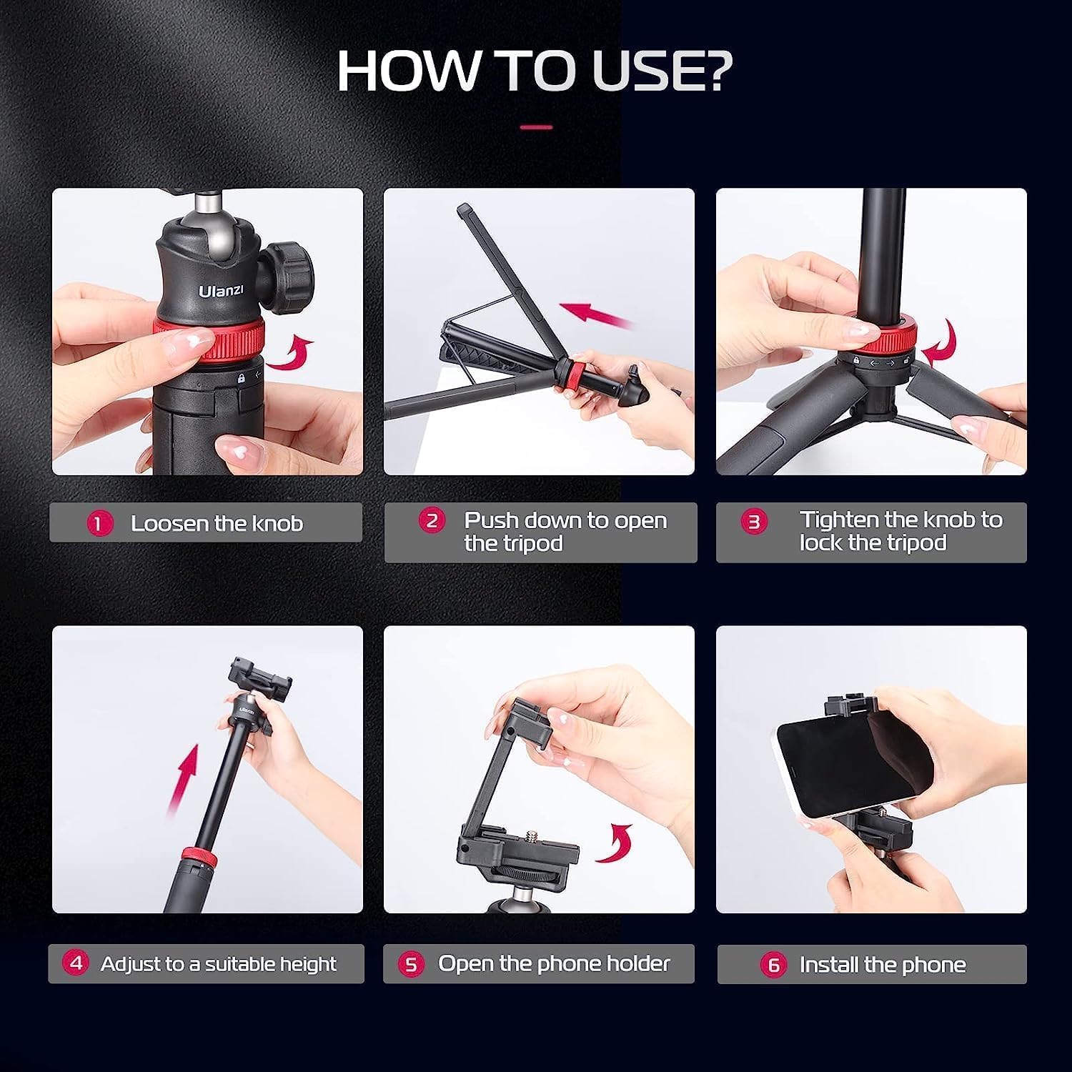 ULANZI MT-44 Extendable Phone Tripod, 59" Selfie Stick Vlog Stand with 2 in 1 Phone Clip, 360° Ball Head Camera Tripod for iPhone Sony DJI Osmo Nano Action Camera, Lightweight for Travel - Image 6
