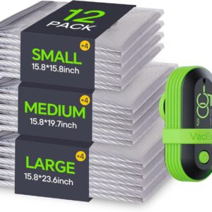 Vacuum Bags for Travel with USB Pump, 12 Pack Carry-on Size Compression Packing for Luggage and Suitcase, Space Saver Bags for Clothes and Clothing Travel