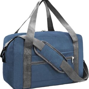 Foldable Carry on Luggage Bag 22x14x9 Personal Item Bag for Airplanes Travel Duffel Bag for Women and Men (40L, Navy)