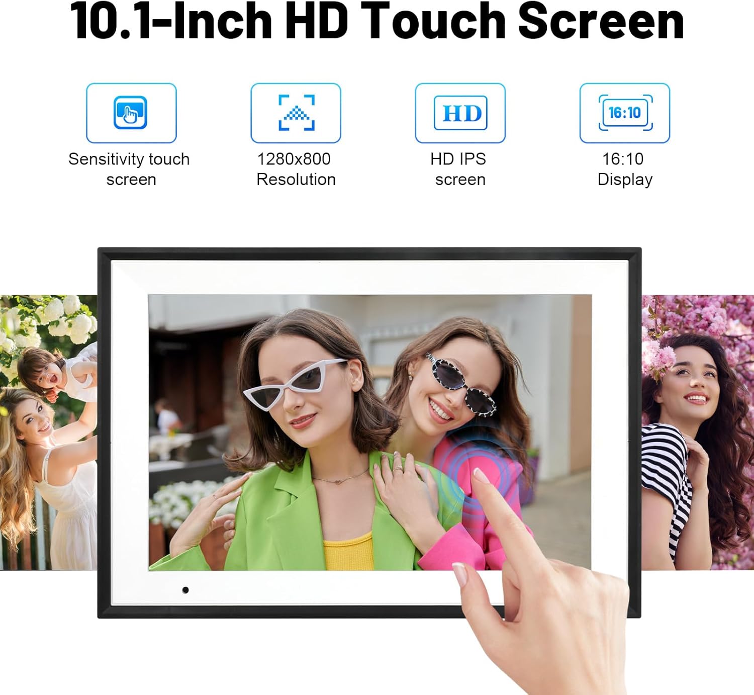 Digital Photo Frame 10.1 Inch WiFi Digital Picture Frame IPS HD Touch Screen Smart Cloud Photo Frame with 32GB Storage, Auto-Rotate, Easy Setup to Share Photos or Videos Remotely via AiMOR APP (Black) - Image 3