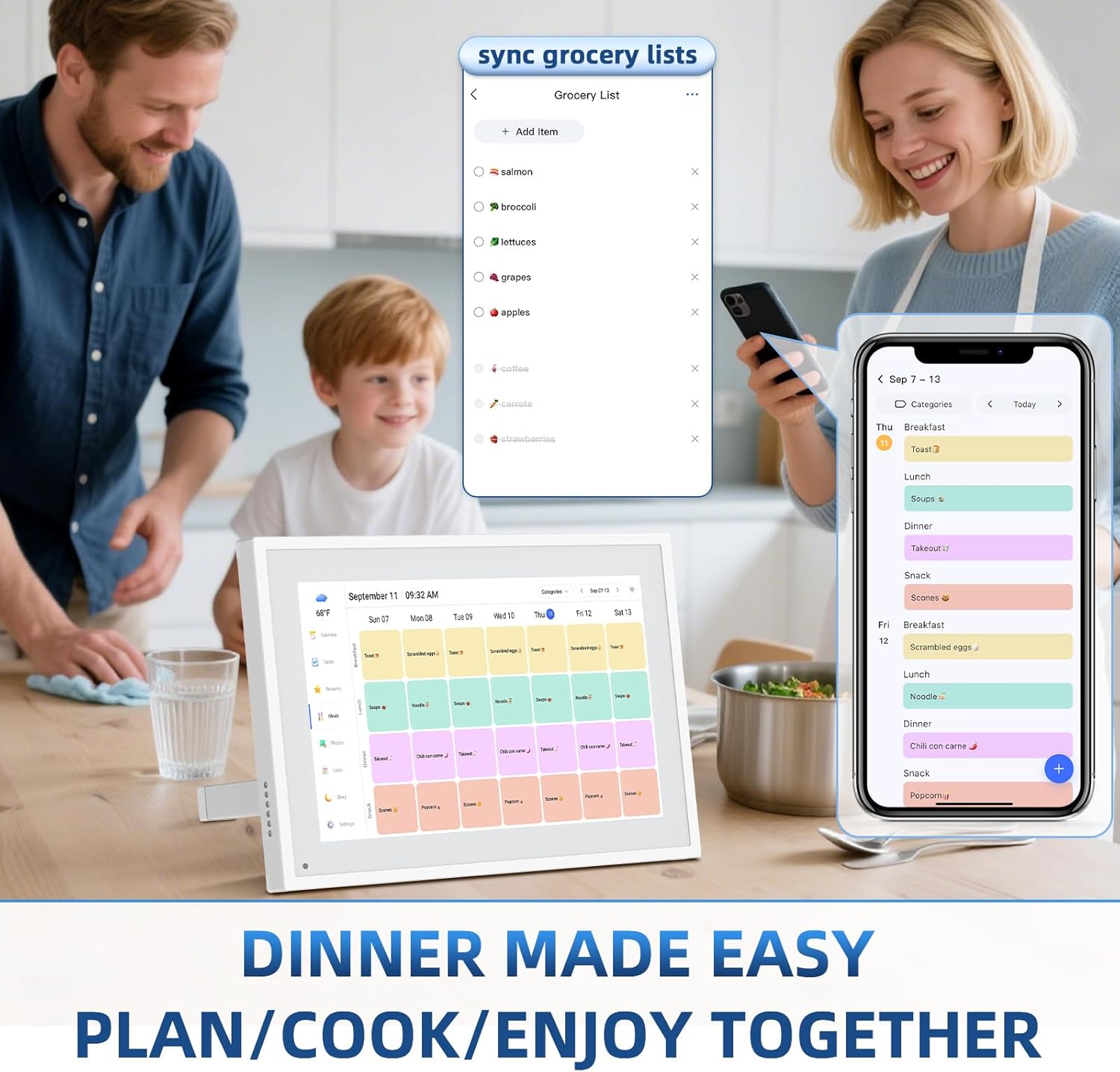 Calendar Digital 10.1 Inch, Digital Frame Combined Smart Touch Screen Electronic Wall Planner Family Organizer Chore for Family Schedules Gift for Mother Mom Women Grandpa - Image 4