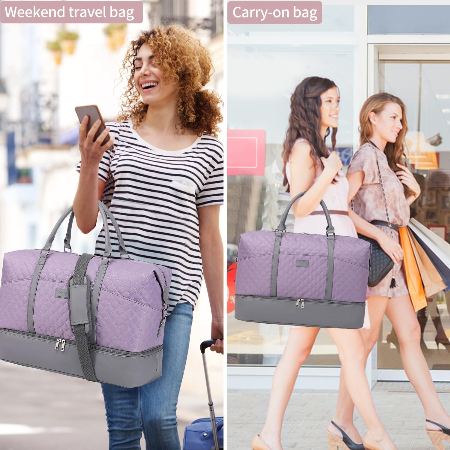 Weekender Bag, Large Travel Duffel Bag for Women, Carry on Overnight Bag with Shoe Compartment and Toiletry Bags - Image 2