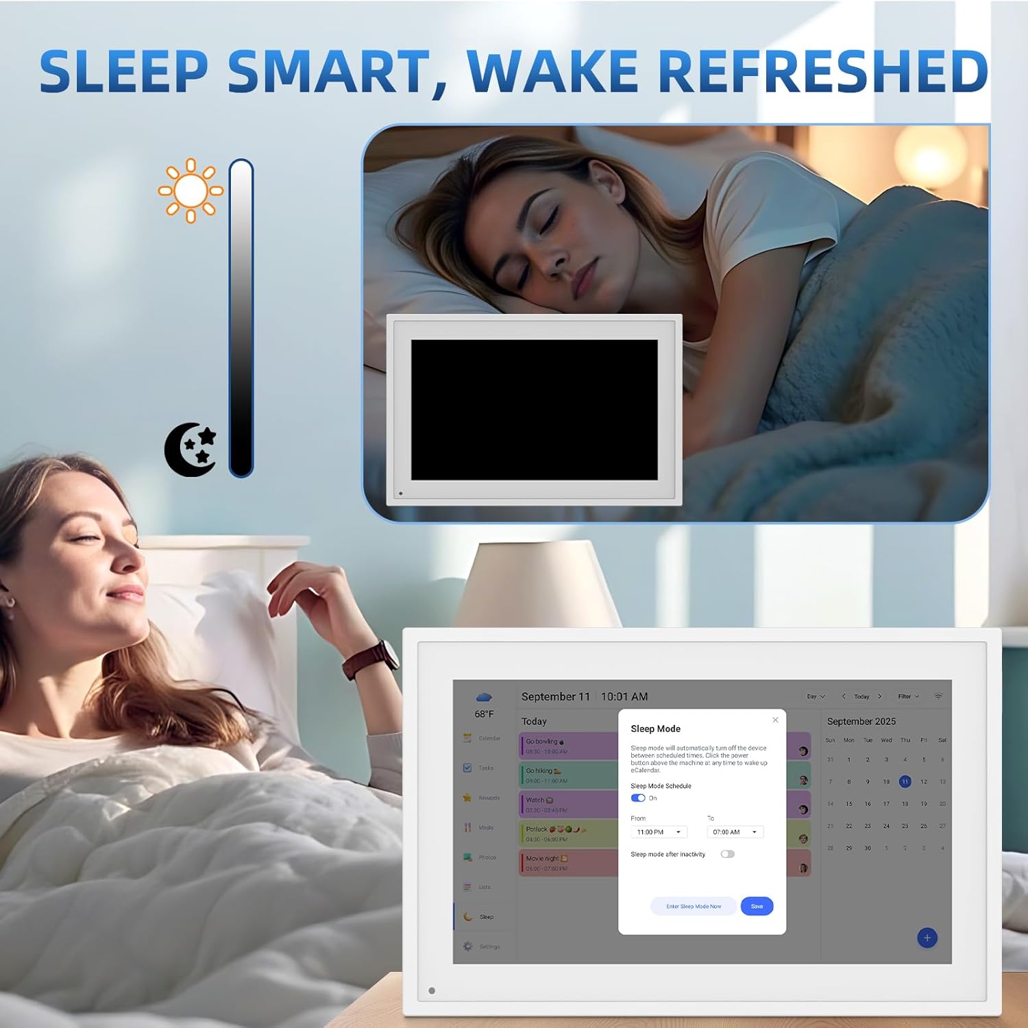 Calendar Digital 10.1 Inch, Digital Frame Combined Smart Touch Screen Electronic Wall Planner Family Organizer Chore for Family Schedules Gift for Mother Mom Women Grandpa - Image 7