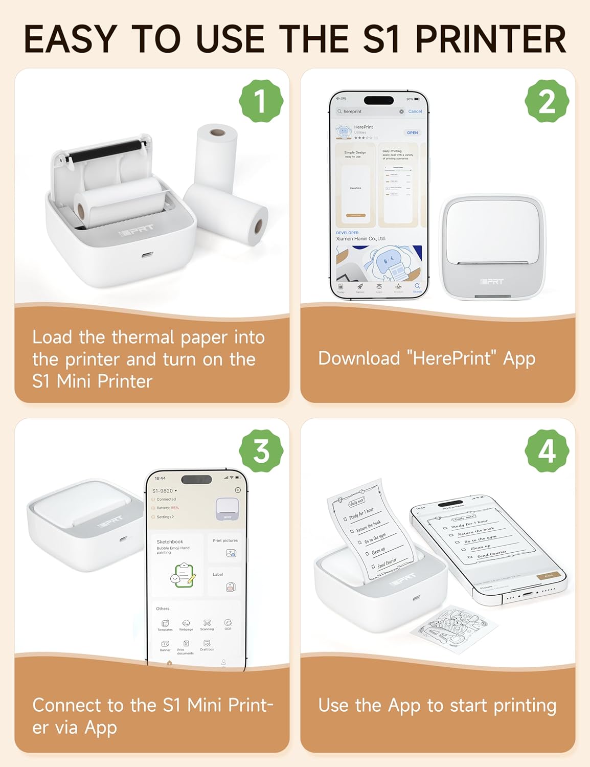 iDPRT Portable Sticker Maker Machine with 1 Roll Sticker Paper, Mini Printer Efficiently and Quickly, Thermal Printer for Study Notes, Pictures, DIY, Label, Free App with Multiple Templates, Grey - Image 3