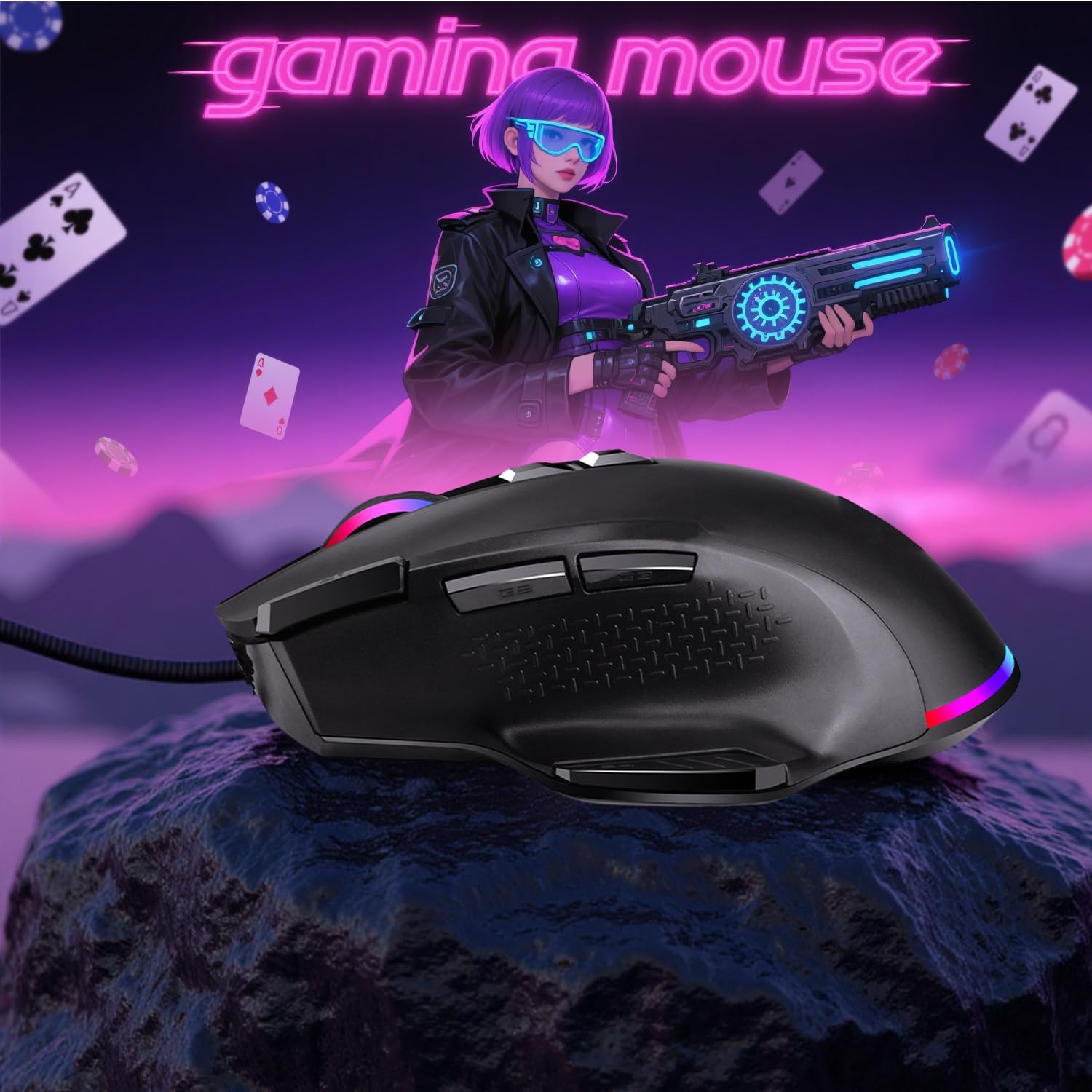 Wired Mouse for Gaming, RGB Lighting, Claw Grip Design, Adjustable DPI, Rapid Trigger & Sniper Buttons, Computer/Laptop – Black - Image 6