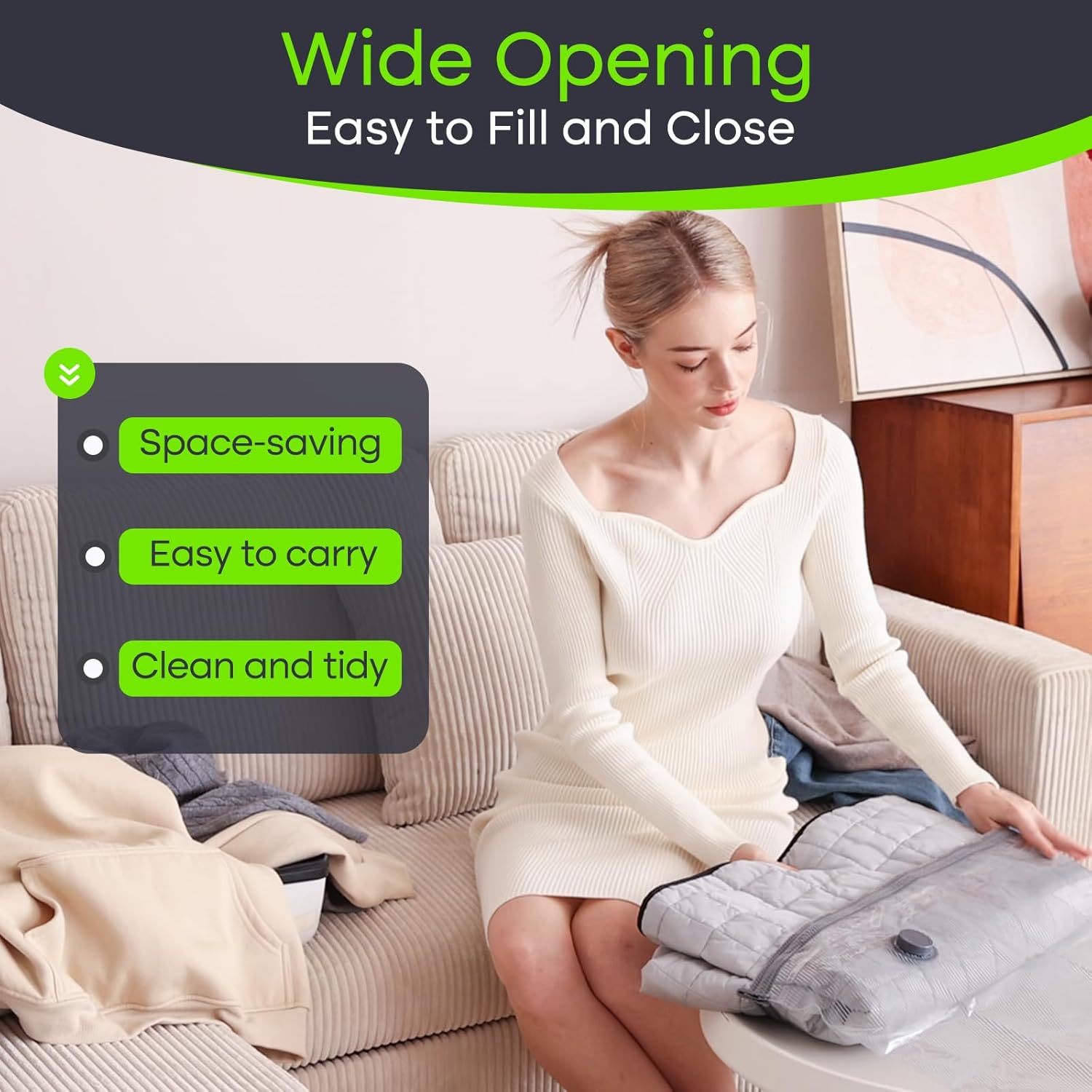 Vacuum Bags for Travel with USB Pump, 12 Pack Carry-on Size Compression Packing for Luggage and Suitcase, Space Saver Bags for Clothes and Clothing Travel - Image 7