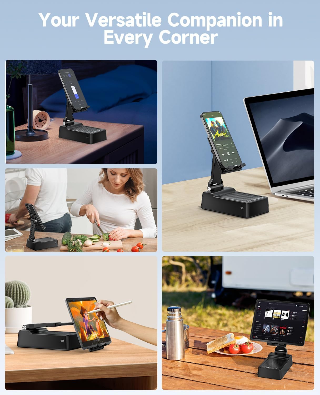 Gifts for Men Women, Phone Stand with Bluetooth Speaker, HD Surround Sound Speaker, Compatible with all iPhone/Android phones iPad Kindle, Cool Gadget Gift for Men Women Dad Mom Christmas Birthday - Image 6