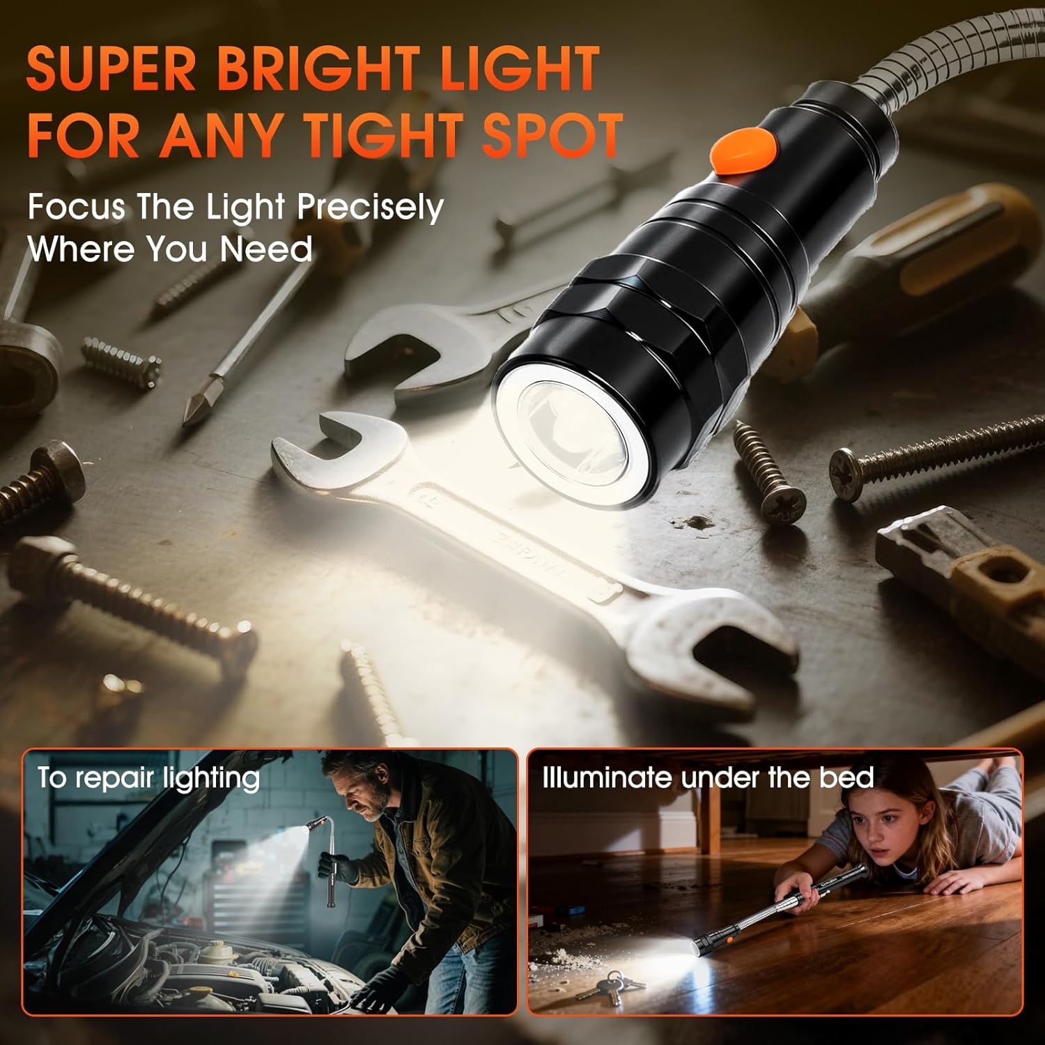 Magnetic Pickup Tool, Cosyjazz Magnetic Flashlight Telescoping Magnet with LED Flashlight and Extendable Neck, Cool Gadget Birthday Gifts for Men, Dad, Husband, Mechanic, Tech, Handyman - Image 6