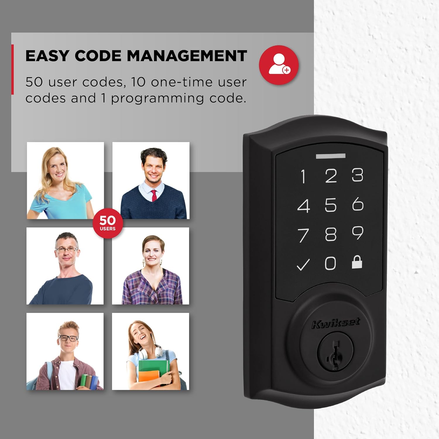 Kwikset SmartCode 270 Keyless Entry Electronic Touchpad Deadbolt Door Lock with Auto-Lock, Custom User Codes, Advanced Security in Matte Black Traditional - Image 7