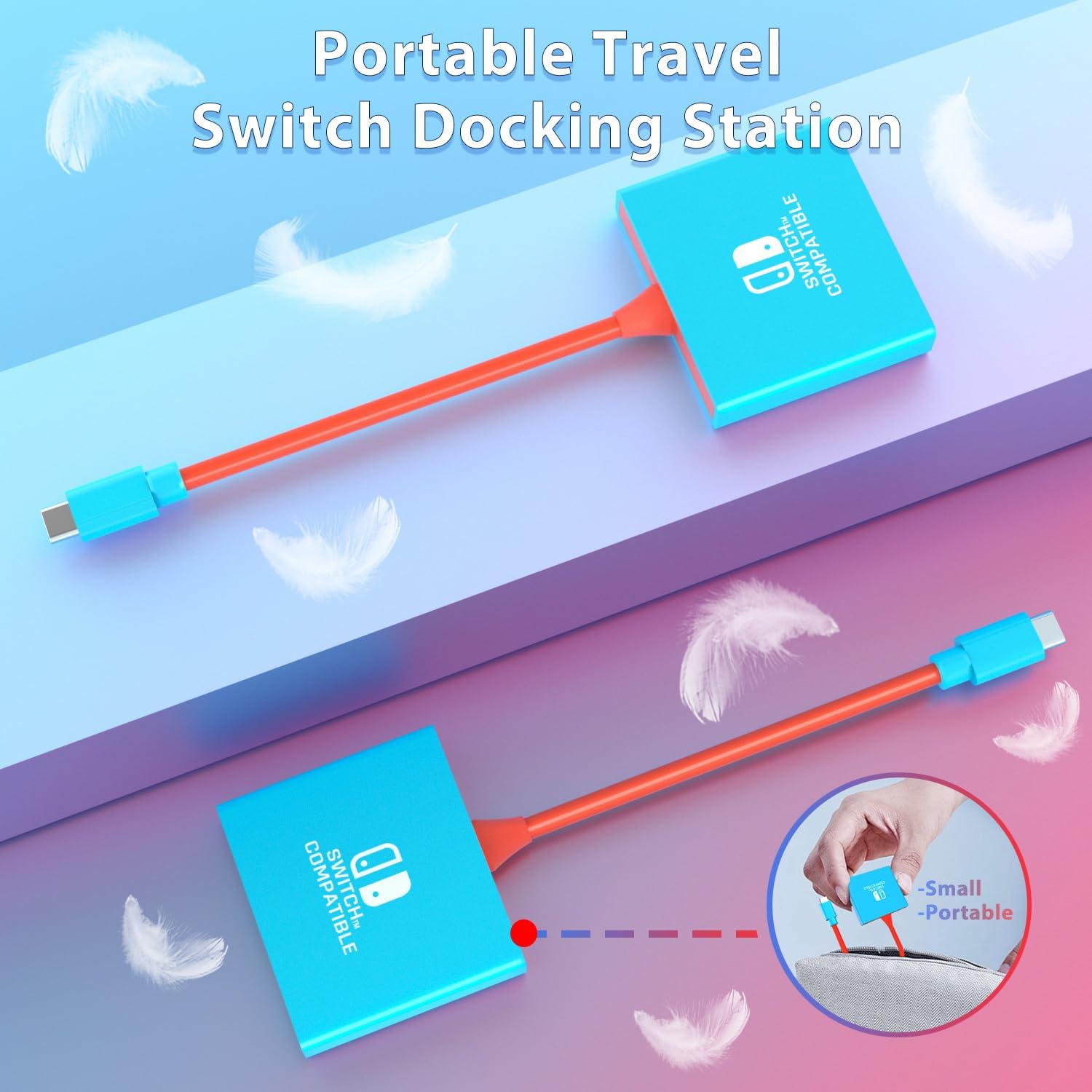 Switch Dock Switch Docking Station for Nintendo, Portable Switch TV Adapter Support 4K/60HZ Switch TV Mode Compatible Steam Deck/Switch OLED, Travel Dock with HDMI2.0 USB3.0 Port, Not Support Switch 2 - Image 6