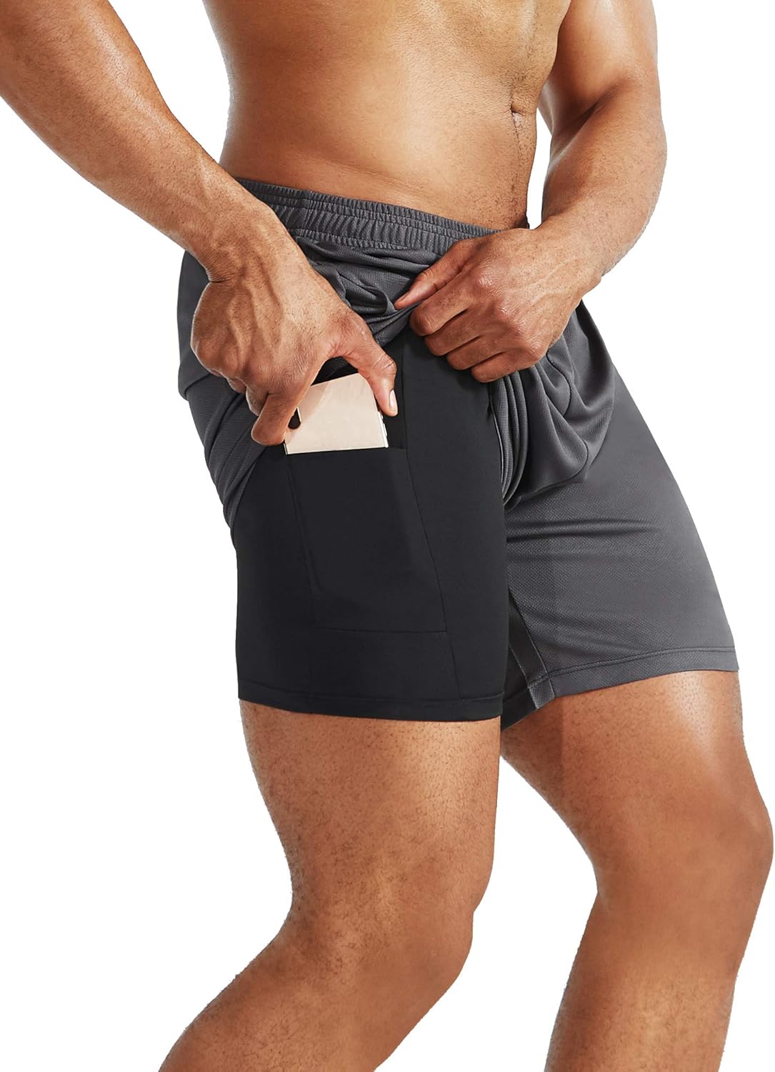 NELEUS Men's 2 in 1 Running Shorts with Liner,Dry Fit Workout Shorts with Pockets - Image 2