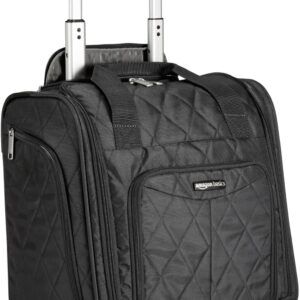 Amazon Basics Underseat Carry On Luggage with Wheels - 14" Rolling Travel Bag, Black Quilted