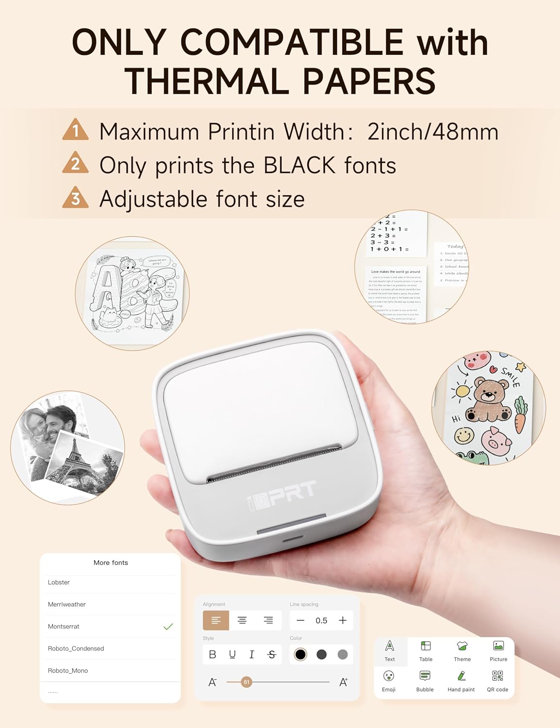 iDPRT Portable Sticker Maker Machine with 1 Roll Sticker Paper, Mini Printer Efficiently and Quickly, Thermal Printer for Study Notes, Pictures, DIY, Label, Free App with Multiple Templates, Grey - Image 7