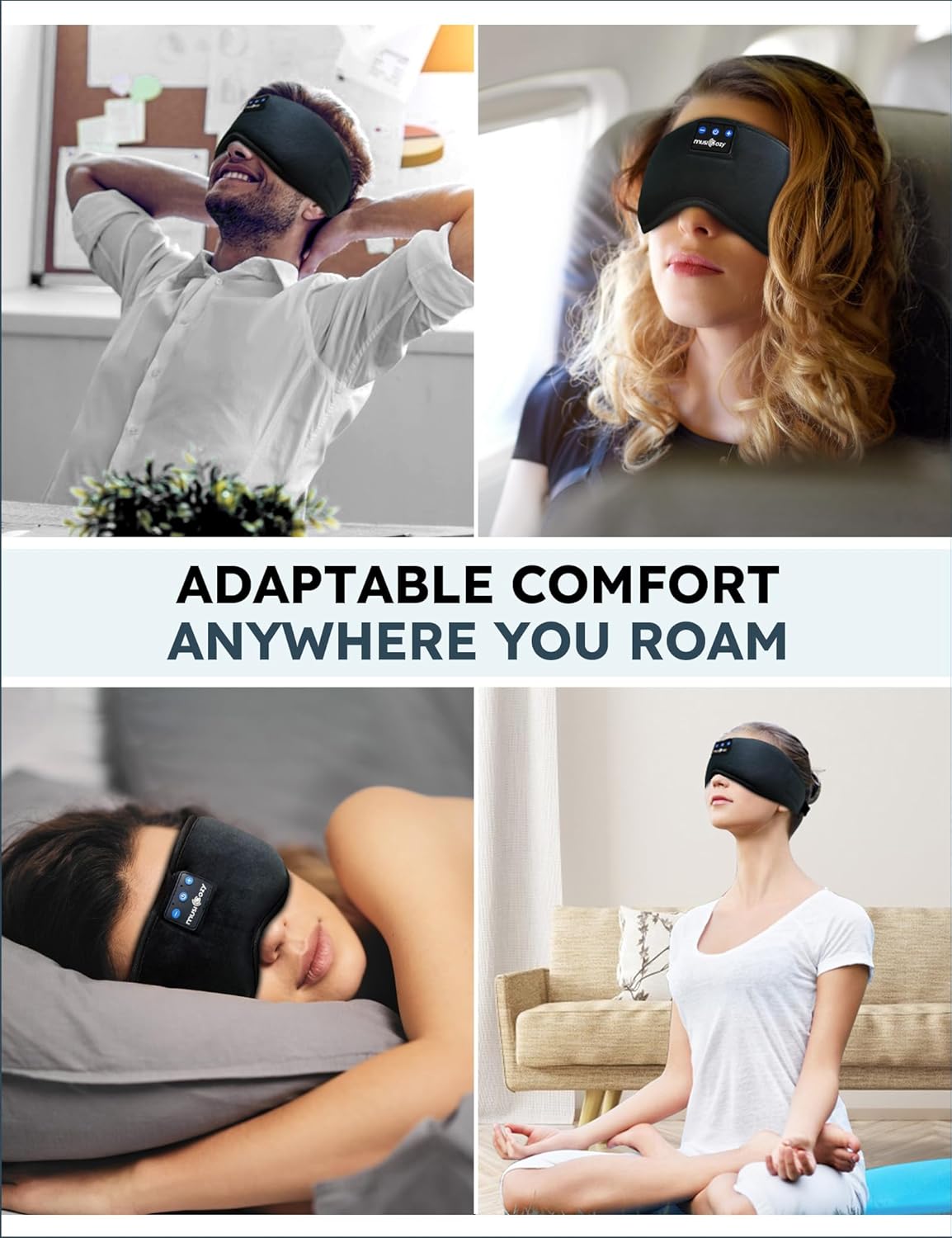 MUSICOZY Sleep Headphones, Bluetooth 5.4 Sleep Mask Headband Headphones Sleeping Eye Mask, Wireless Music Earbuds Earphones with HD Stereo Speakers for Side Sleepers, Cool Gadgets Unique Gift - Image 7