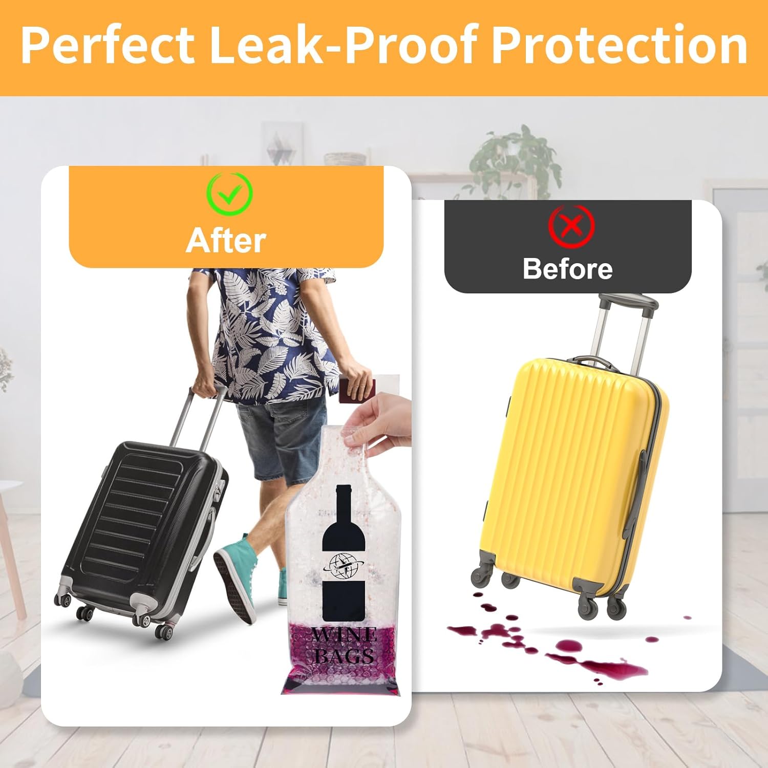 Wine Bags for Travel, 3 Set Reusable Wine Bottle Travel Protector Bags, Double Layer Leak Proof Wine Travel Bags for Wine Bottles Airplane Car Cruise Safety Impact Resist, Wine Sleeves for Suitcase - Image 4