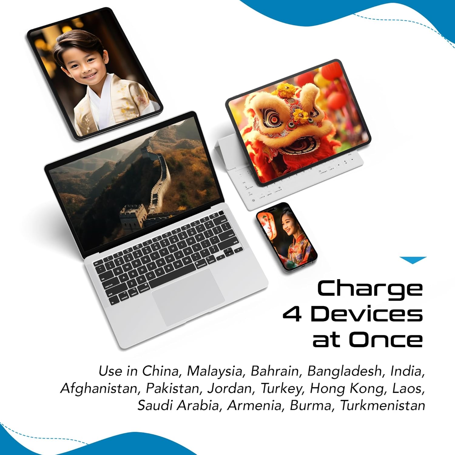 Ceptics China, Malaysia Power Adapter Travel Set, 20W PD & QC, Safe Dual USB & USB-C 3.1A–2 USA Outlet - Compact-Use in Hong Kong, Kuwait, Singapore, Iraq - Includes Type G, I, C SWadAPt Attachments - Image 7