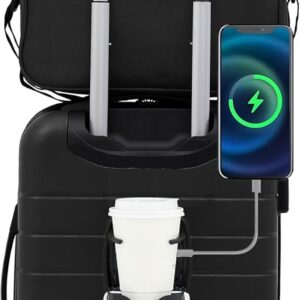 Wrangler Smart Luggage Set with Cup Holder, USB Port and Phone Holder, Black, 2 Piece Set