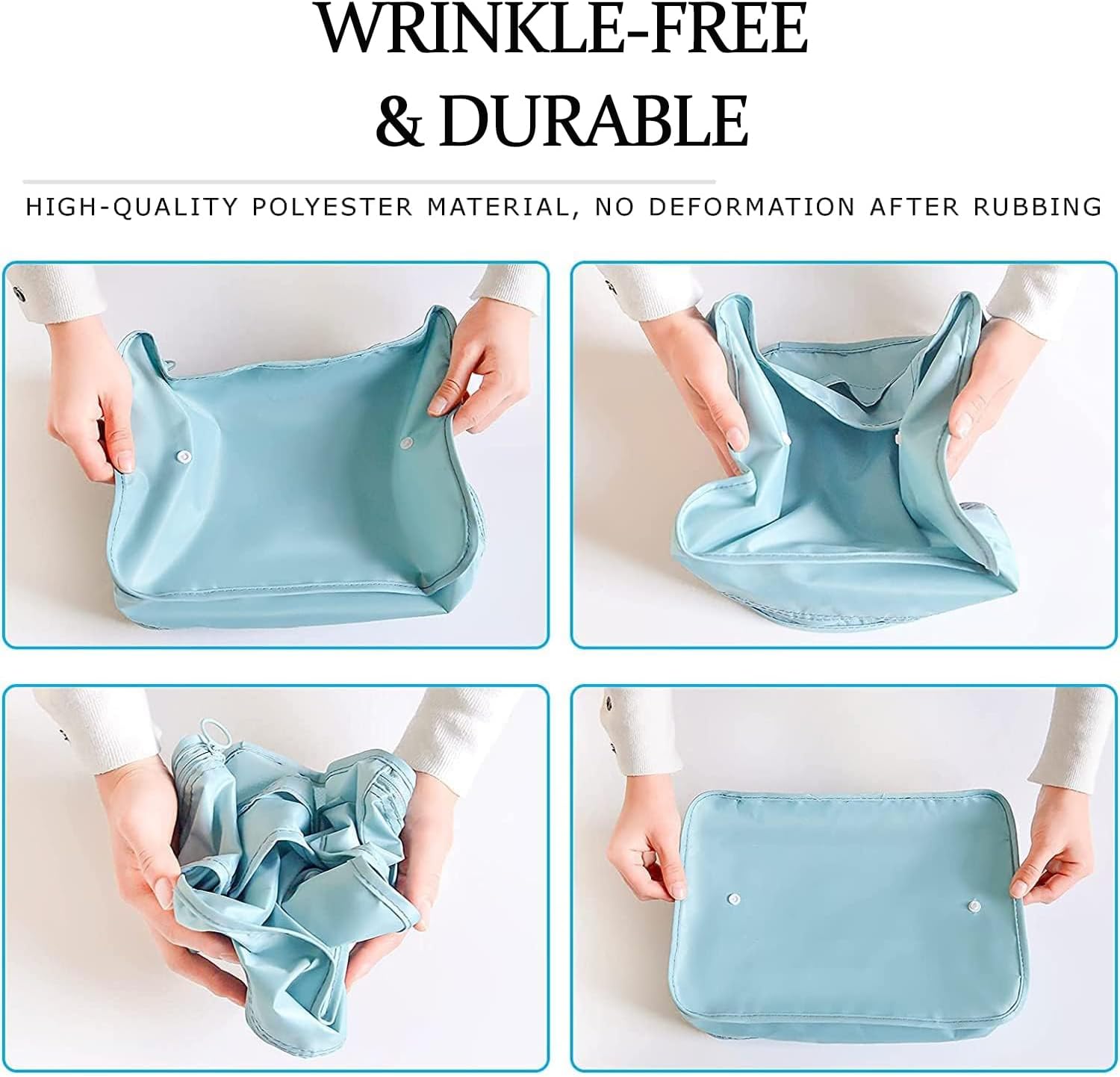 8 Set Packing Cubes for Suitcases Travel Luggage Packing Organizers,Travel Essentials Accessories Luggage Organizer with Shoe Bag Tioletry/Laundry Bag (light blue) - Image 6