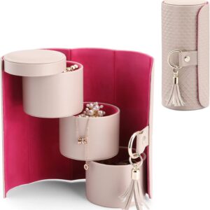 Vlando Viaggio Small Jewelry Case Box, Travel Essential Accessories for Women, Gifts for Travelers Couples Mom Friends, Bridesmaid