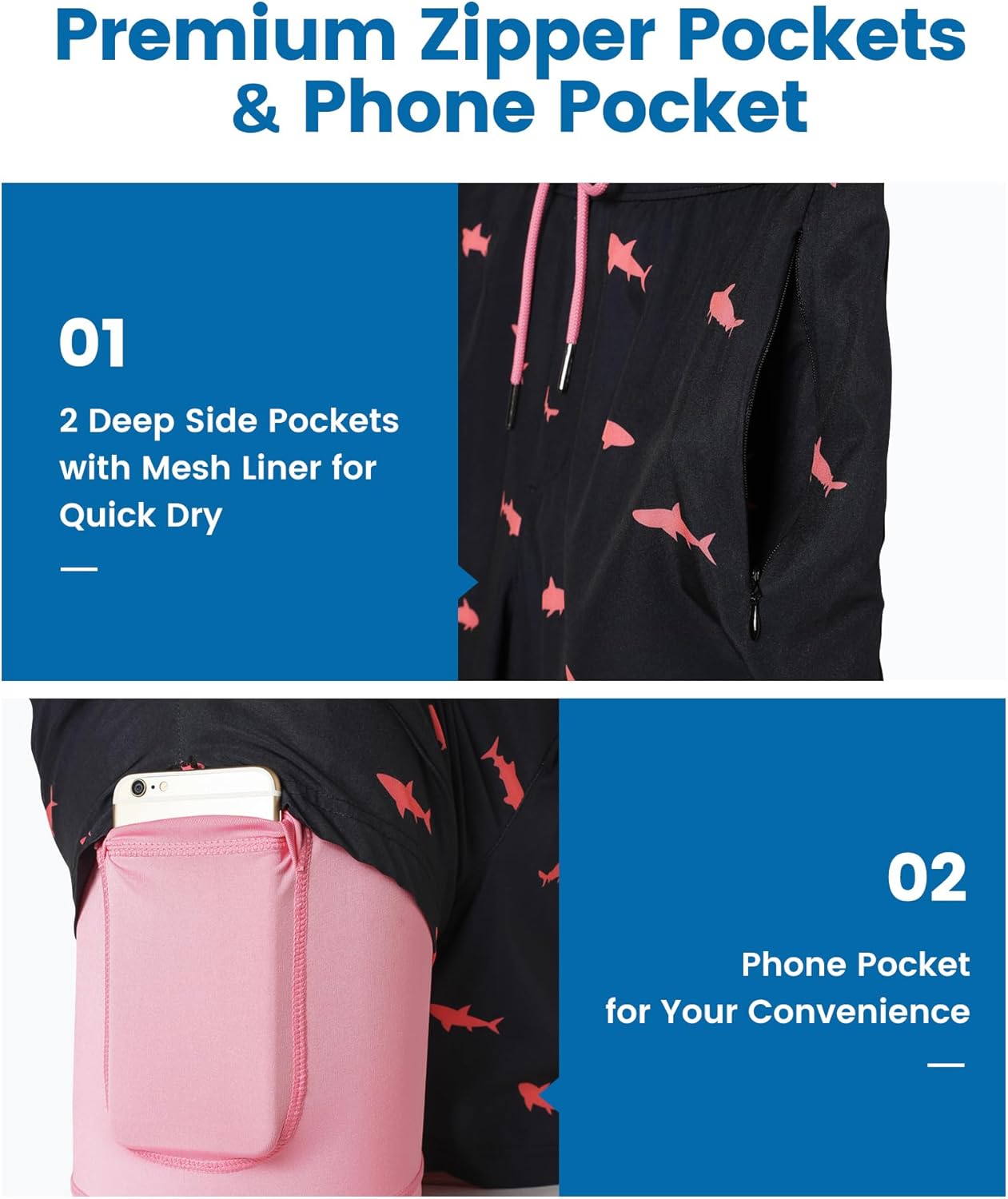 maamgic Mens Swim Trunks with Compression Liner 7 Inch Inseam Mens Bathing Suit Quick Dry Swimming Trunks Swimsuit - Image 2