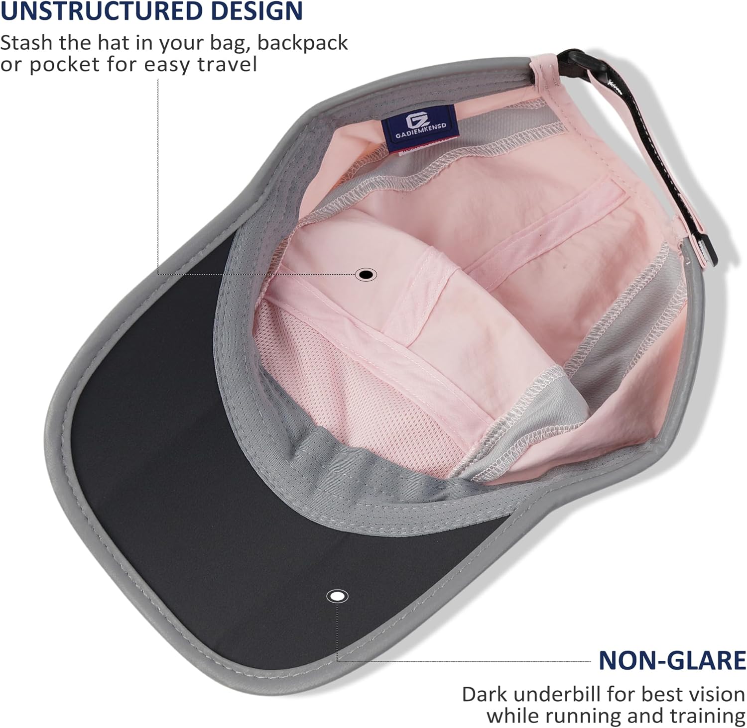 GADIEMKENSD Reflective Folding Outdoor Hat Unstructured Design UPF 50+ Sun Protection Sport Hats for Womens and Mens - Image 4