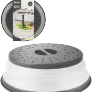Tovolo Microwave Splatter Cover for Food, Medium (Charcoal) - Collapsible & Vented Silicone Splatter Guard Lid - Microwave Plate & Dish Cover with Handle - BPA-Free Kitchen Gadget for Meal Prep