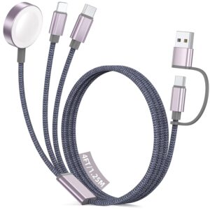 Travel Essentials for Apple Watch Charger,3 in 2 USB C Cable Multi Charging Cable USB C/L for Car,Vacation Camping Essentials iWatch Charger for Ultra/SE/10-1&iPhone 17-12 Christmas Stocking Stuffers